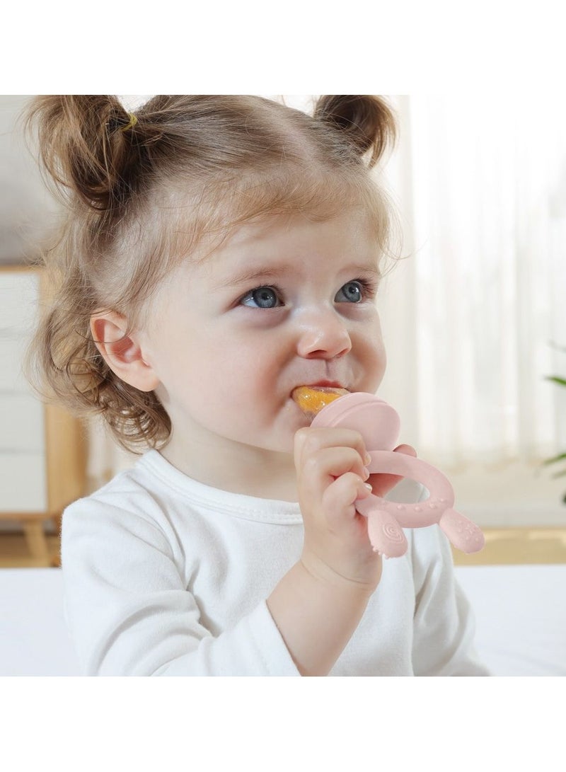 هاكا مجموعة جمد وأطعم الصغيرة من هاكا مع وحدة تغذية طعام من السيليكون وصينية القضمة الصغيرة السيليكونية | وحدة تخزين قالب مصاصة حليب الأم ومغذية  تساعد على لتهدئة لثة الطفل، قطعة واحدة (أخضر البازلاء) - Image 2