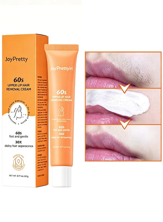 JoyPretty 60 Seconds Upper Lip Hair Removal Cream, Hair Removal Cream For Upper Lip Face And Chin Fast And Gentle With 30X Delay Hair Growth Moisturizing Hair Removal With Almond Oil And Aloe Vera Extract 20g - Image 1