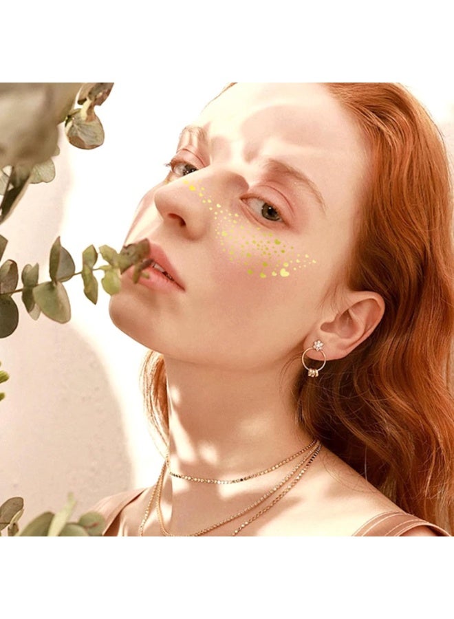 ملصقات وشم مؤقت للوجه – نمش ذهبي لامع مقاوم للماء – قطعة واحدة سهلة الاستخدام للمناسبات والحفلات - Image 3