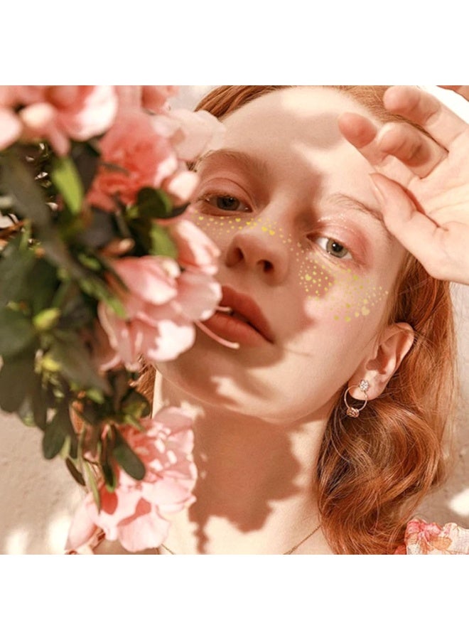 ملصقات وشم مؤقت للوجه – نمش ذهبي لامع مقاوم للماء – قطعة واحدة سهلة الاستخدام للمناسبات والحفلات - Image 4