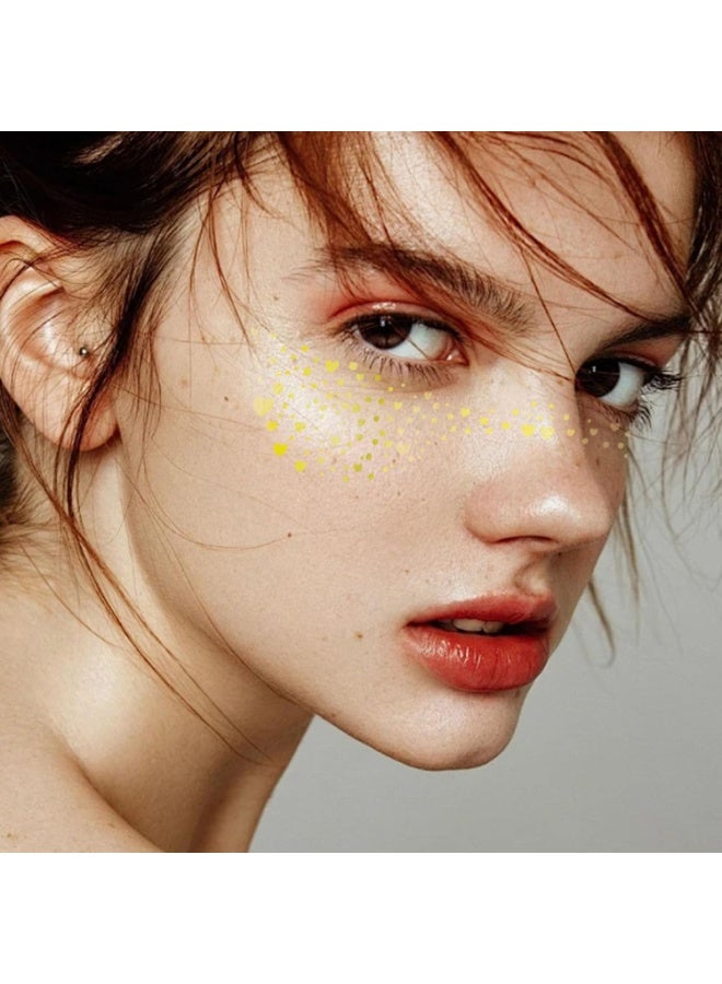ملصقات وشم مؤقت للوجه – نمش ذهبي لامع مقاوم للماء – قطعة واحدة سهلة الاستخدام للمناسبات والحفلات - Image 2