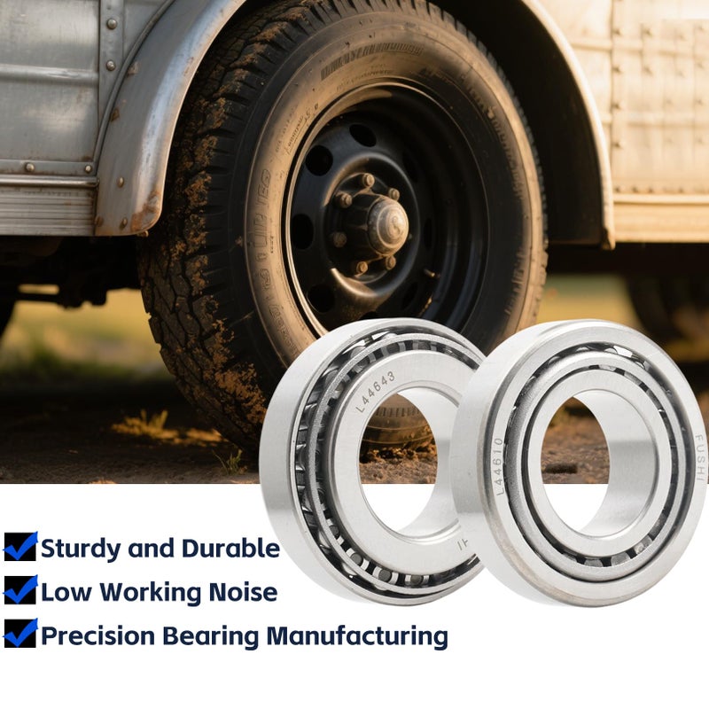 FUSHIBEARING 2 Set Fits for 1'' Axles Trailer Wheel Hub Bearings Kit, L44643/L44610,1.000" ID, 1.980" OD, 0.580" Widthï¼Œ12192TB Seal OD 1.980'',Dust Cover and Cotter Pin. - Image 4
