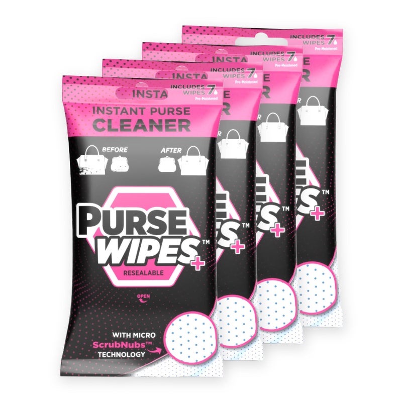 SneakERASERS: PurseWIPES Purse Cleaner Wipes - Portable Leather Wipes for Bags, Purses, and Backpacks, Dirt and Scuff Remover with Innovative ScrubNubs, Perfect for Quick Cleaning, (28 wipes) - Image 1