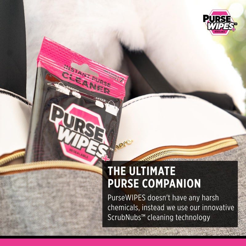 SneakERASERS: PurseWIPES Purse Cleaner Wipes - Portable Leather Wipes for Bags, Purses, and Backpacks, Dirt and Scuff Remover with Innovative ScrubNubs, Perfect for Quick Cleaning, (28 wipes) - Image 5