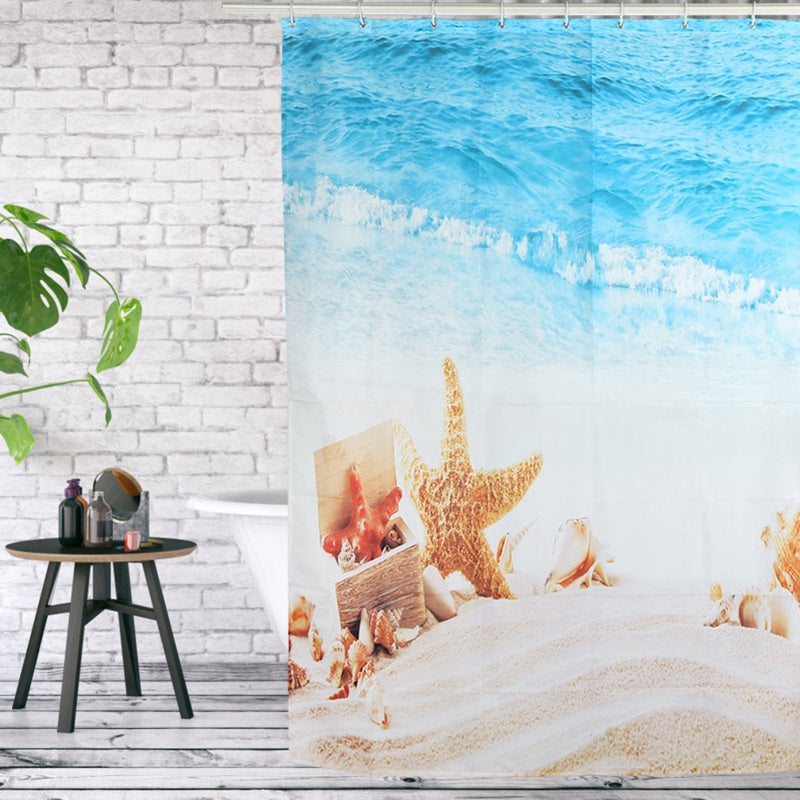 Shower Curtain 180cm×180cm High Quality Polyester Fabric Beach Scenery - Waterproof Mildew Proof Bathroom Decor for Home Bathroom - Image 3