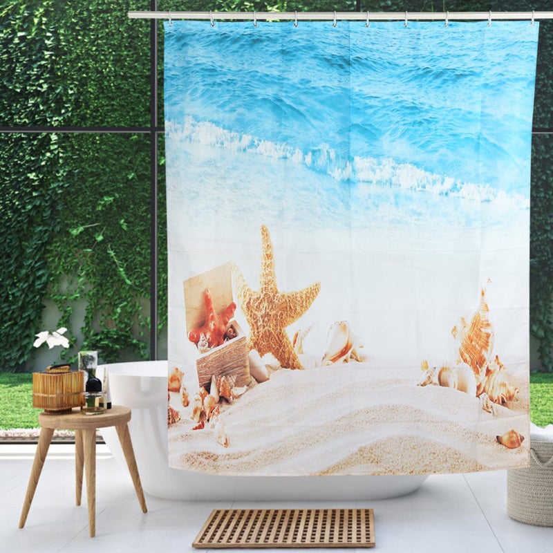 Shower Curtain 180cm×180cm High Quality Polyester Fabric Beach Scenery - Waterproof Mildew Proof Bathroom Decor for Home Bathroom - Image 5