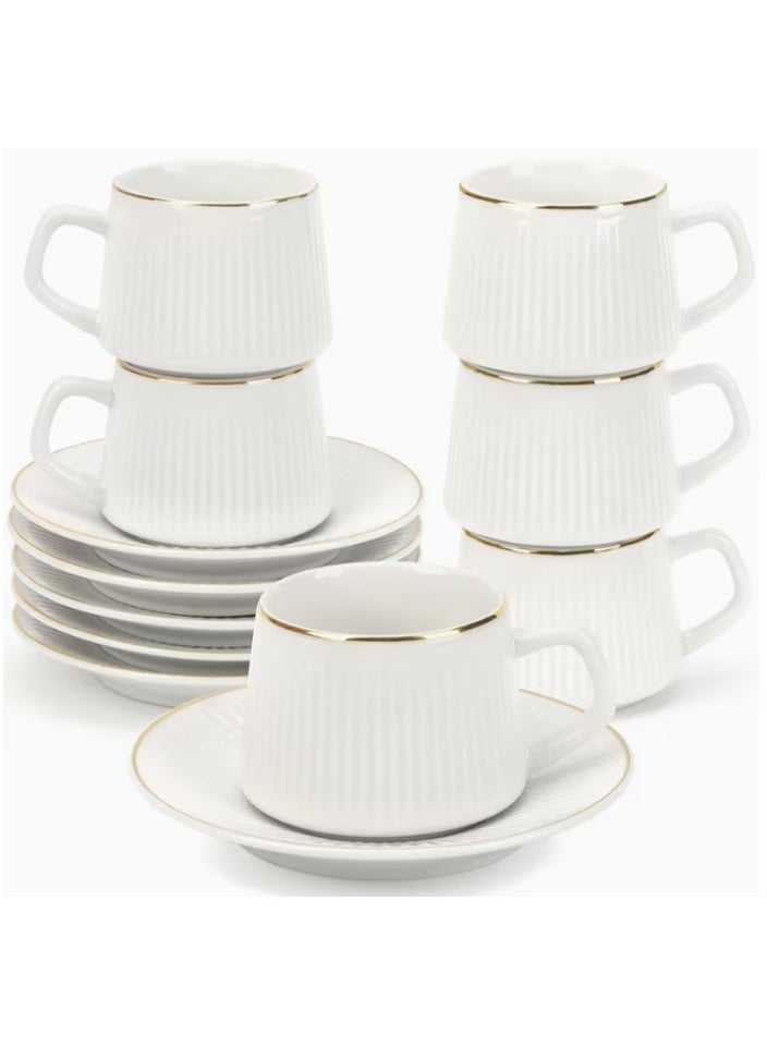 LATEEN Arabic Coffee Cup Set ,Turkish coffee cup, Espresso Cup,Set Of 6 Cup and Saucer Set,Suitable for Home Office Restaurant Gifts Garden Party Home Afternoon Tea Set - Image 5