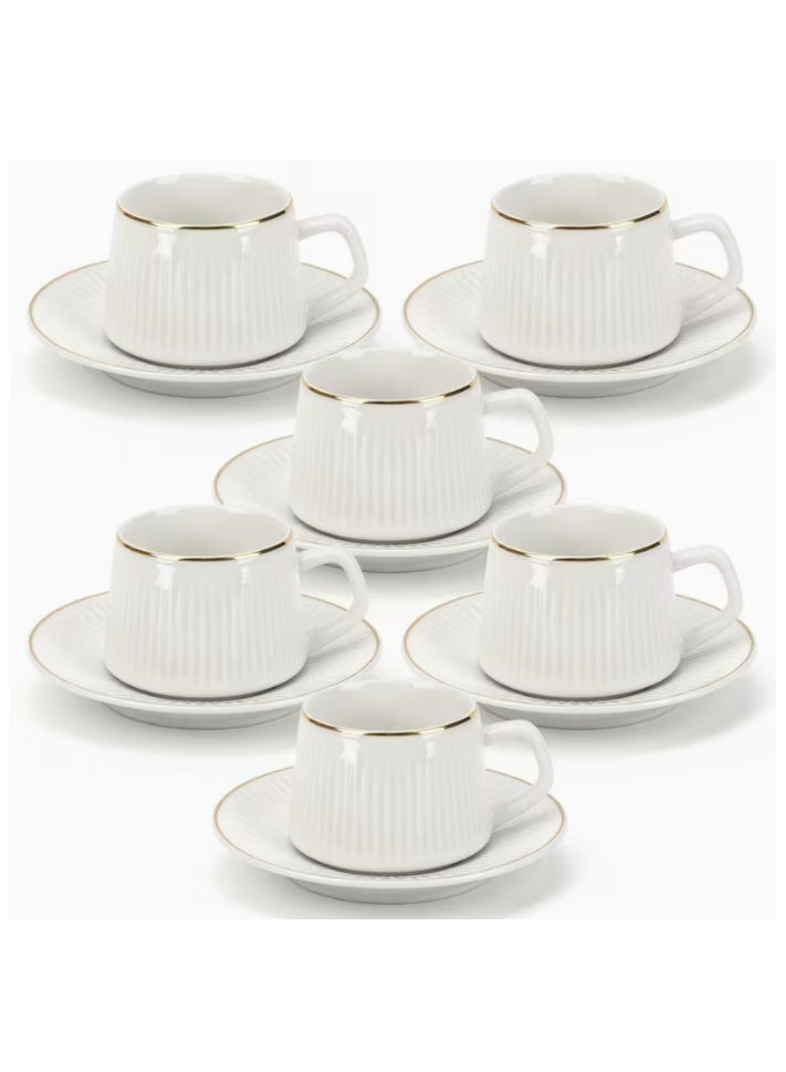 LATEEN Arabic Coffee Cup Set ,Turkish coffee cup, Espresso Cup,Set Of 6 Cup and Saucer Set,Suitable for Home Office Restaurant Gifts Garden Party Home Afternoon Tea Set - Image 1