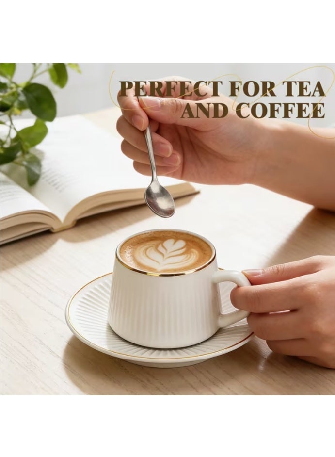 LATEEN Arabic Coffee Cup Set ,Turkish coffee cup, Espresso Cup,Set Of 6 Cup and Saucer Set,Suitable for Home Office Restaurant Gifts Garden Party Home Afternoon Tea Set - Image 2