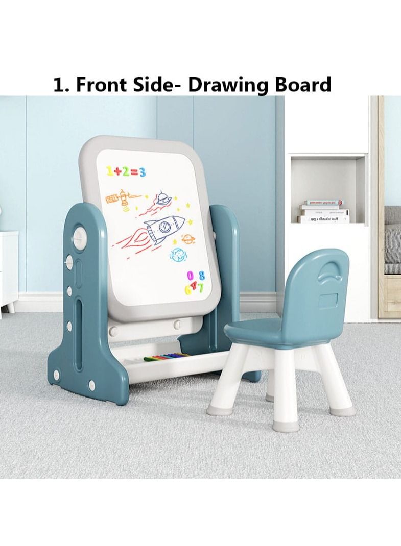 اي ام زد جي طاولة أطفال 2 في 1 متعددة الوظائف أو لوحة كتابة فنية قابلة للتعديل وكرسي واحد - Image 4
