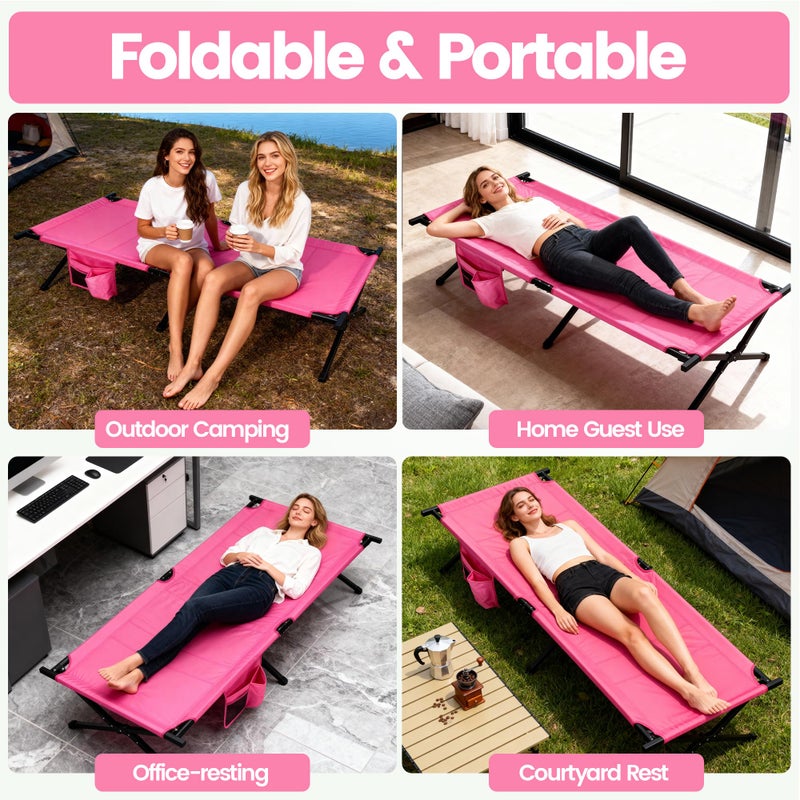 WEIDIORME Portable Camping Cot for Adults, 300lbs Heavy Duty Folding Bed with 60s Quick Setup, Compact & Lightweight for Outdoor, Guest, Office Nap, Hospital Stay - Image 2