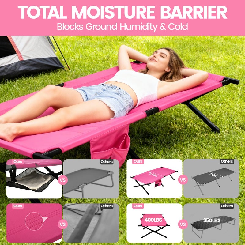 WEIDIORME Portable Camping Cot for Adults, 300lbs Heavy Duty Folding Bed with 60s Quick Setup, Compact & Lightweight for Outdoor, Guest, Office Nap, Hospital Stay - Image 4