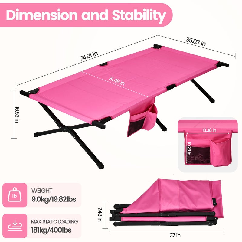 WEIDIORME Portable Camping Cot for Adults, 300lbs Heavy Duty Folding Bed with 60s Quick Setup, Compact & Lightweight for Outdoor, Guest, Office Nap, Hospital Stay - Image 5