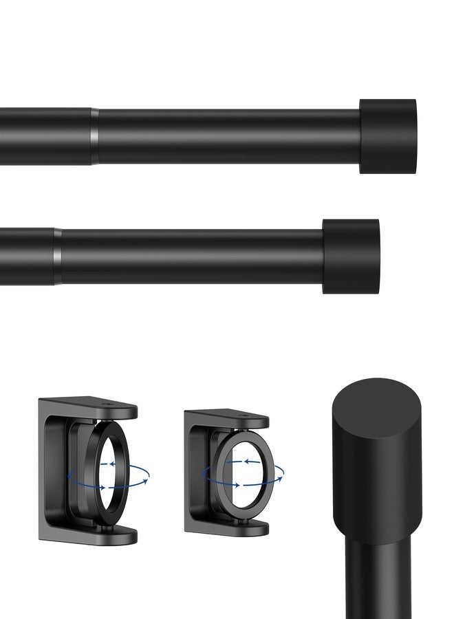 VIOREMOS 2Pcs Tension Black Shower Curtain Rod,Short Tension Rod 24-36" Adjustable No Drilling,Spring Loaded Curtain Rods For Window Bathroom Closet - Image 1