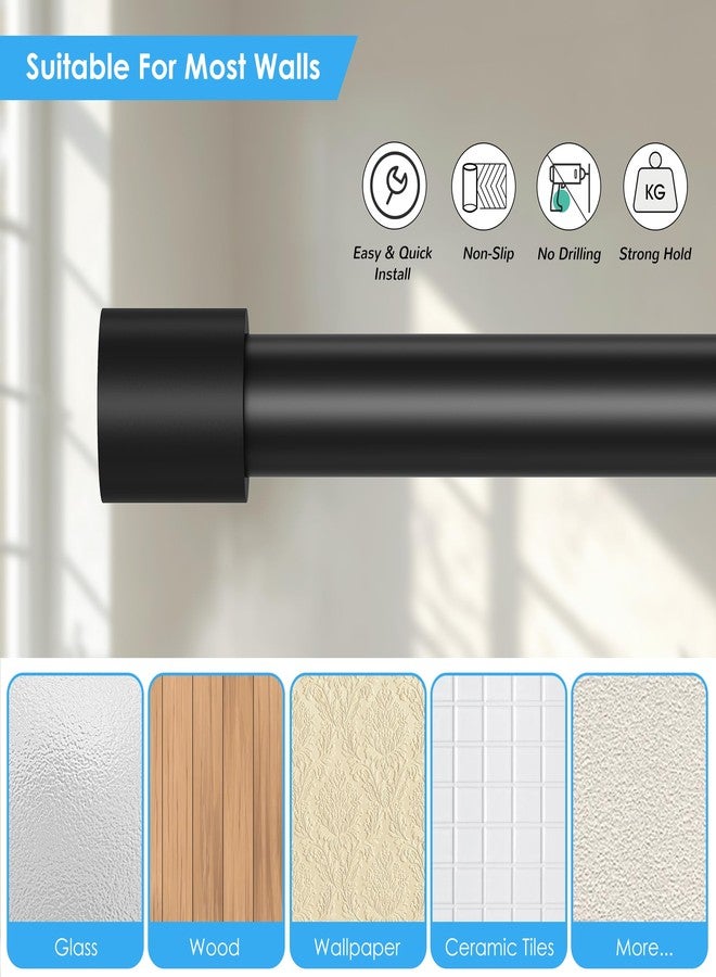 VIOREMOS 2Pcs Tension Black Shower Curtain Rod,Short Tension Rod 24-36" Adjustable No Drilling,Spring Loaded Curtain Rods For Window Bathroom Closet - Image 5