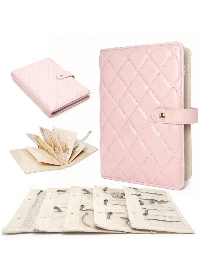 Jewelry Storage Book, with Zipper and Clear Compartments, Removable Jewelry Pouches Bags for Earrings, Necklaces, Rings - Image 1