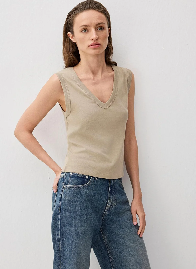 MAVI Brown V-Neck Sleeveless Blouse