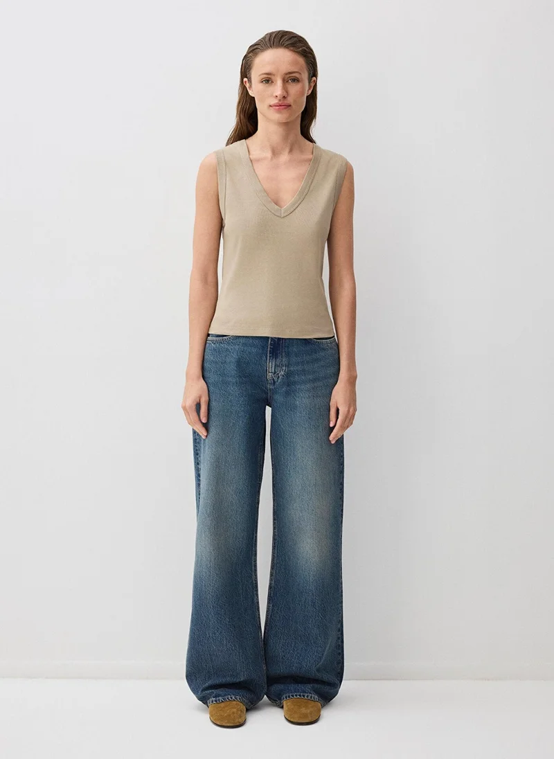 MAVI Brown V-Neck Sleeveless Blouse