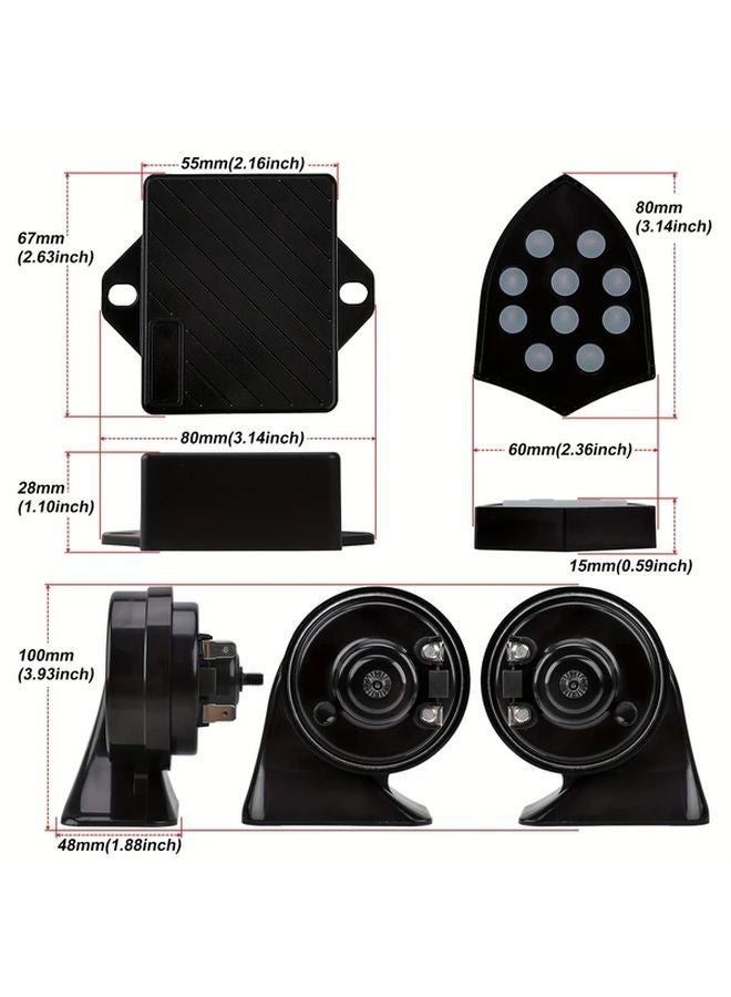 CNSPEED Black Heavy Duty Electronic Horn 10 Tone Adjustable 12V 24V 36V DC - Image 3