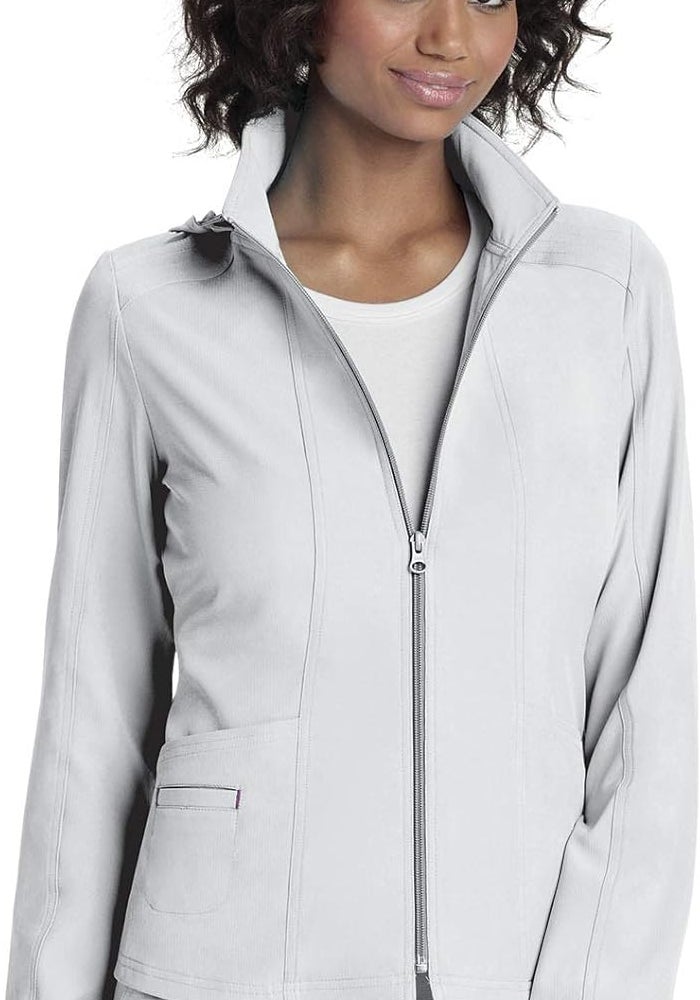 HeartSoul Scrubs Women's Break On Through in Da Hood Warm-Up Jacket, White, X-Large - Image 1