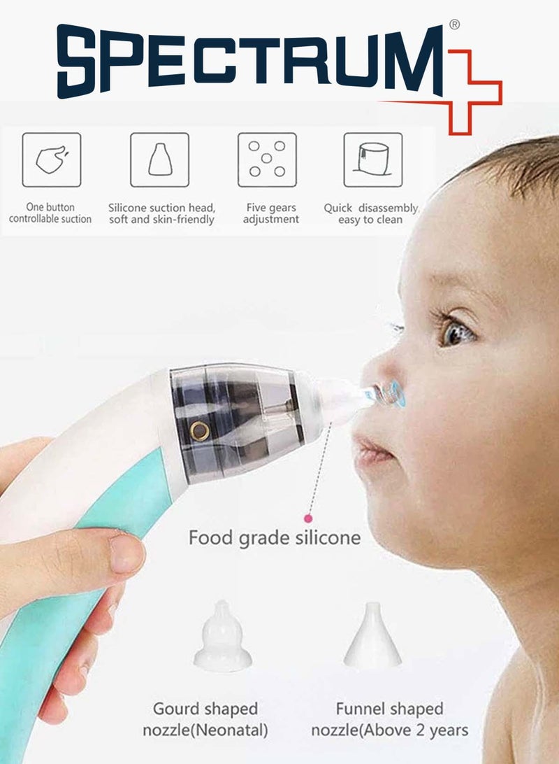 Spectrum Electric Baby Nasal Aspirator with 5 Adjustable Suction Levels, Rechargeable Type-C USB Baby Nose Cleaner, Automatic Infant Nasal Suction Device, Soft Food-Grade Silicone Tips, Low Noise Anti-Reflux Snot Sucker, Hygienic Nasal Mucus Remover for Newborns, Infants, Toddlers and Kids, Easy to Clean Ergonomic Design – Green - Image 5