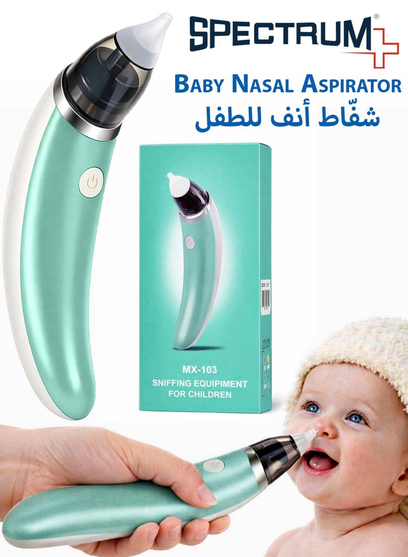 Spectrum Electric Baby Nasal Aspirator with 5 Adjustable Suction Levels, Rechargeable Type-C USB Baby Nose Cleaner, Automatic Infant Nasal Suction Device, Soft Food-Grade Silicone Tips, Low Noise Anti-Reflux Snot Sucker, Hygienic Nasal Mucus Remover for Newborns, Infants, Toddlers and Kids, Easy to Clean Ergonomic Design – Green - Image 1