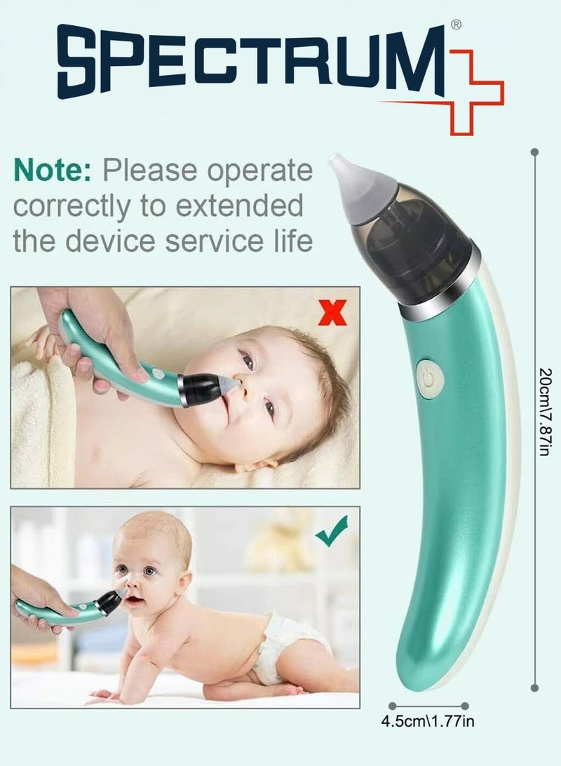 Spectrum Electric Baby Nasal Aspirator with 5 Adjustable Suction Levels, Rechargeable Type-C USB Baby Nose Cleaner, Automatic Infant Nasal Suction Device, Soft Food-Grade Silicone Tips, Low Noise Anti-Reflux Snot Sucker, Hygienic Nasal Mucus Remover for Newborns, Infants, Toddlers and Kids, Easy to Clean Ergonomic Design – Green - Image 4