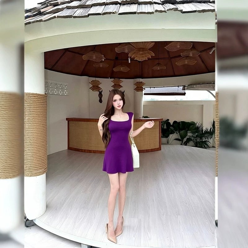 Women's Square Neck Bodycon Dress - Image 3