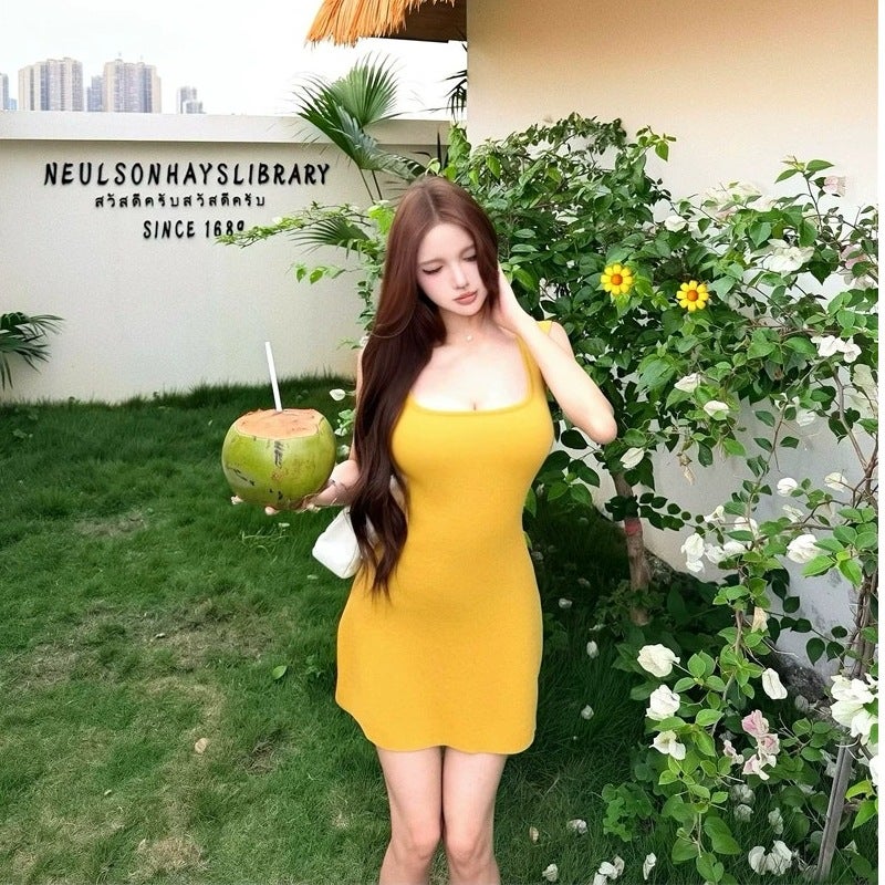 Women's Square Neck Bodycon Dress - Image 2
