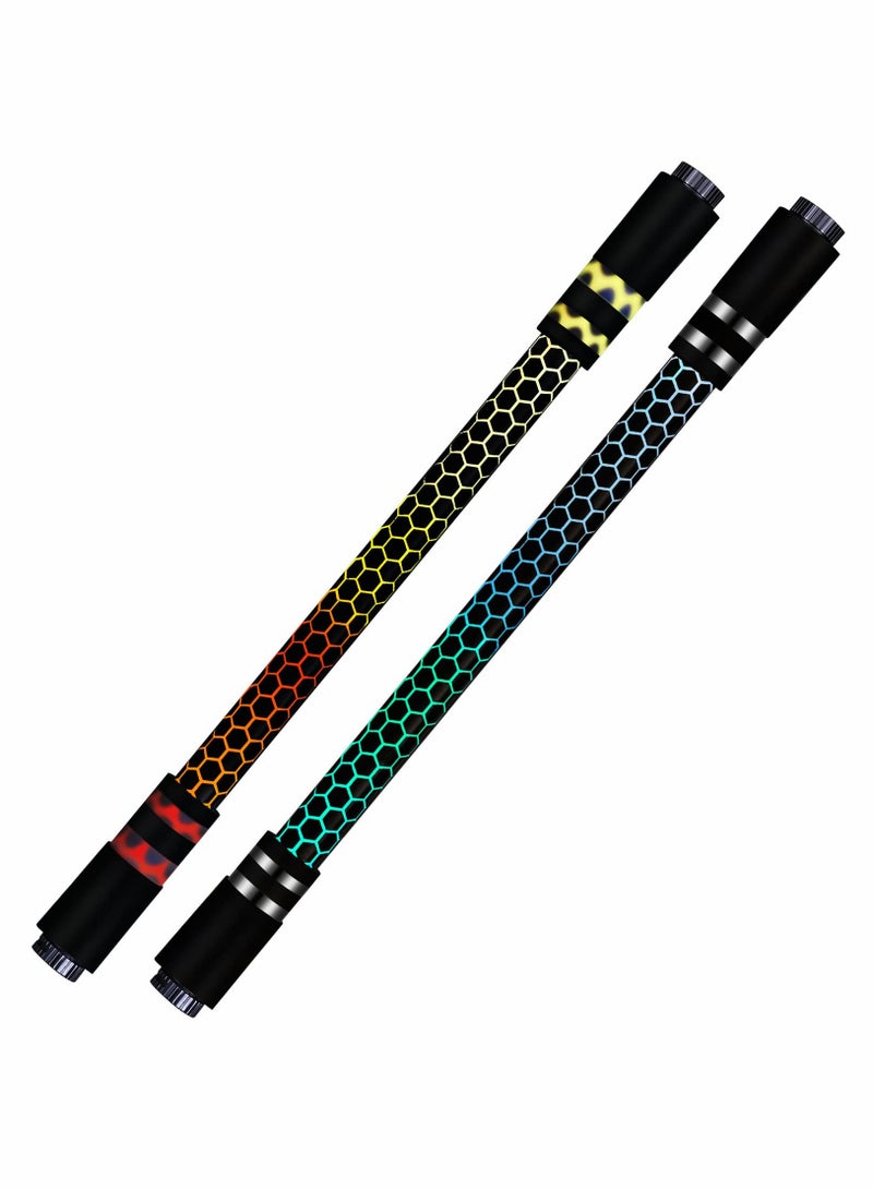 SYOSI Spinning Rotating Pen, 2 Pieces LED Rolling Finger Rotating Pen Anti Slip Coating Spinning Pen Spinning Ballpoint Pen for Student Entertainment, Unable to Write (Black & Silver) - Image 1
