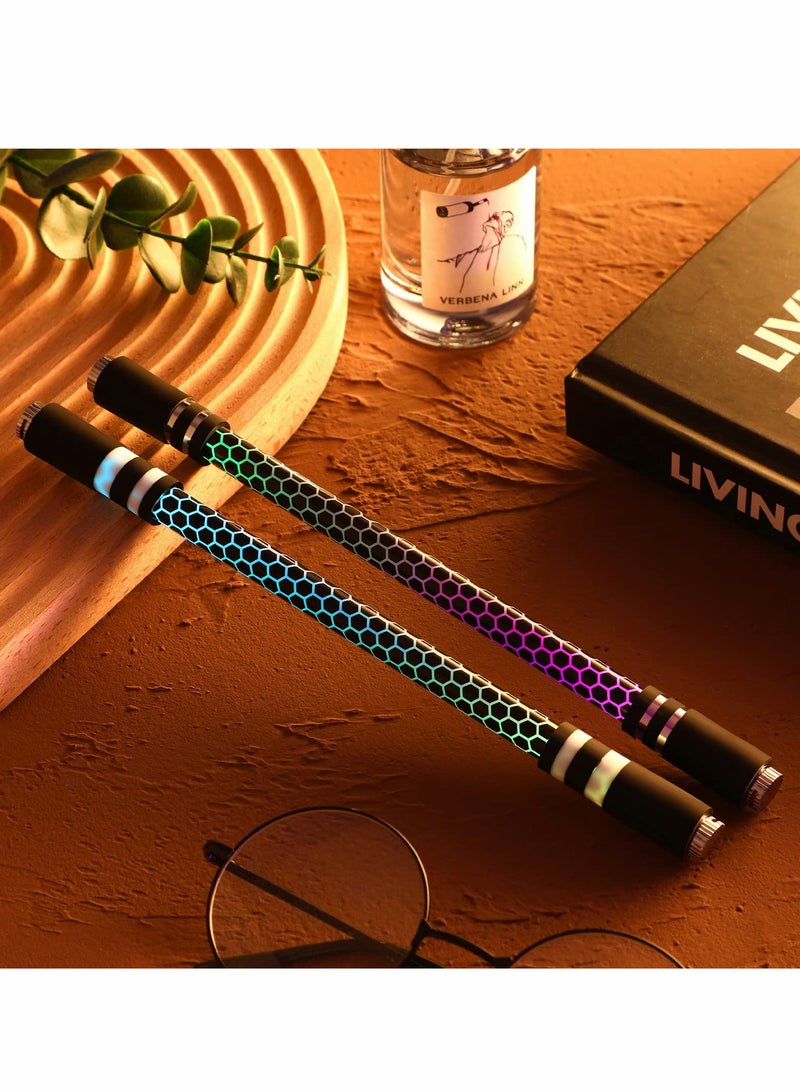 SYOSI Spinning Rotating Pen, 2 Pieces LED Rolling Finger Rotating Pen Anti Slip Coating Spinning Pen Spinning Ballpoint Pen for Student Entertainment, Unable to Write (Black & Silver) - Image 4