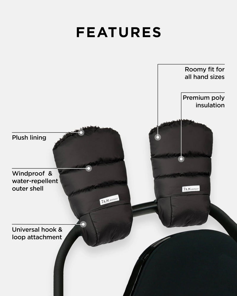 7 A.M. 7AM Enfant Stroller Warmmuffs Gloves - Anti-Freeze Stroller Mittens for Handlebars, Water Repellent Hand Warmer Muff for Cold Weather, Plush Lined Stroller Warmmuffs | Winter Stroller Accessories - Image 3