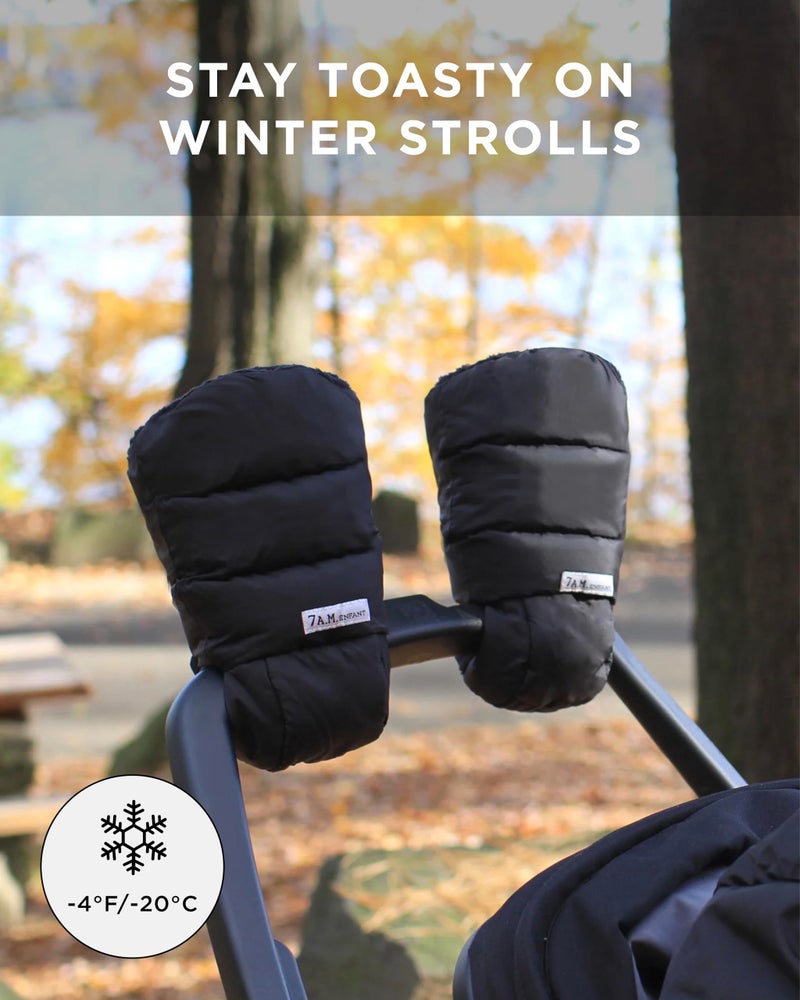 7 A.M. 7AM Enfant Stroller Warmmuffs Gloves - Anti-Freeze Stroller Mittens for Handlebars, Water Repellent Hand Warmer Muff for Cold Weather, Plush Lined Stroller Warmmuffs | Winter Stroller Accessories - Image 4