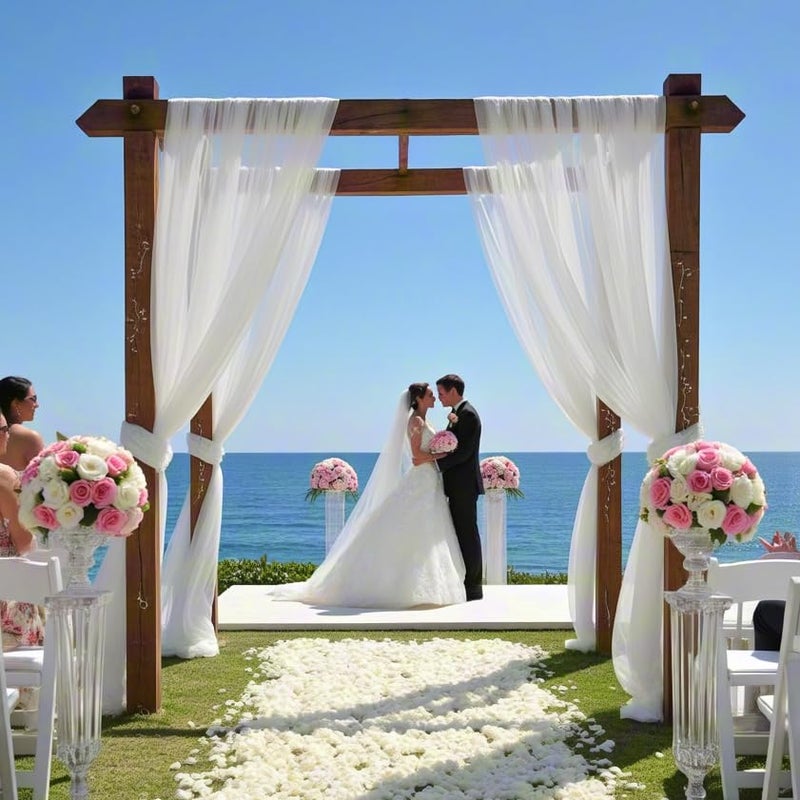 LINXTAR White Wedding Arch Draping Fabric 1 Panel 30'' x 18FT Sheer Chiffon Arch Drapery for Easter Bridal Shower Backdrop Outdoor Party Arches Church Ceremony Decoration - Image 5