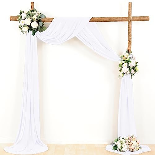 LINXTAR White Wedding Arch Draping Fabric 1 Panel 30'' x 18FT Sheer Chiffon Arch Drapery for Easter Bridal Shower Backdrop Outdoor Party Arches Church Ceremony Decoration - Image 4