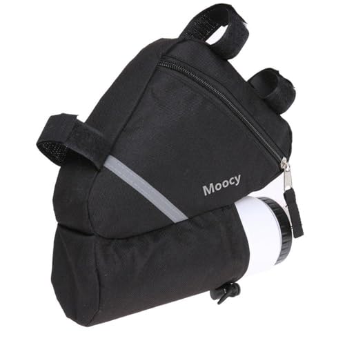 MOOCY Ultralight Reflective Bicycle Triangle Frame Bike Bag with Water Bottle Pouch -Black - Image 3
