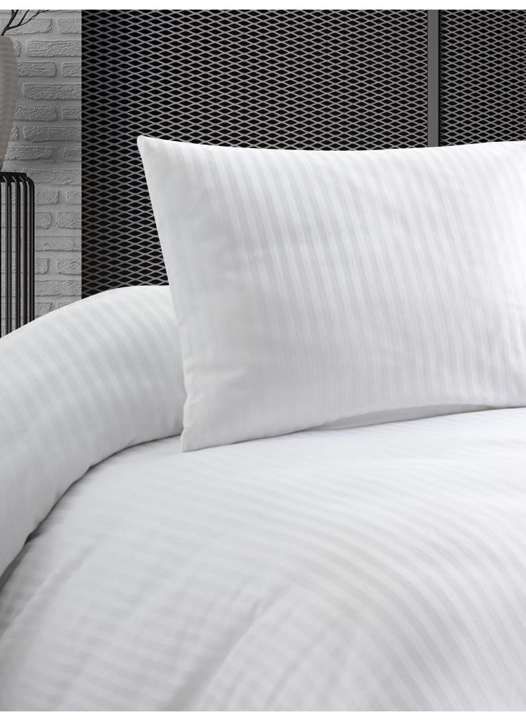 Ender Home - King Size Duvet Cover Set Striped Satin Hotel Type Boxed - Image 1