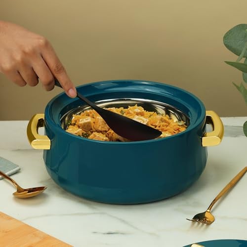 SELVEL Elegance Casserole | Advanced PU Insulation | Elegant Design Hot Pot | Hot Case Keeps Food Hot & Fresh for Hours | Serve Chapati, roti, Biryani and More (Emerald Green, 700) - Image 2