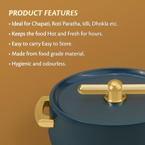 SELVEL Elegance Casserole | Advanced PU Insulation | Elegant Design Hot Pot | Hot Case Keeps Food Hot & Fresh for Hours | Serve Chapati, roti, Biryani and More (Emerald Green, 700) - Image 3