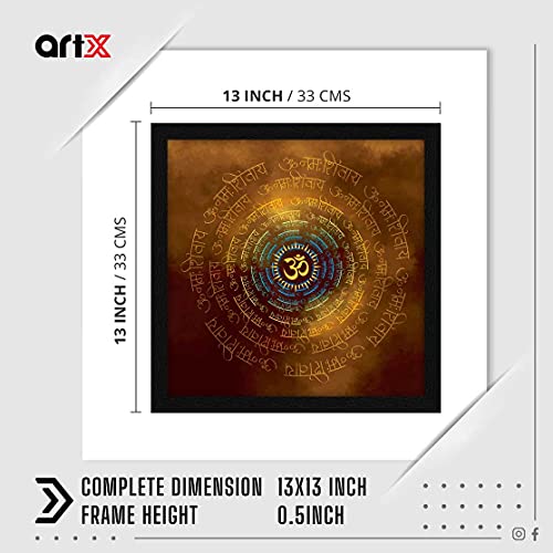 ArtX Paper OM Namah Shivaya Orange Wall Art Painting, Multicolor, Abstract, 13X13 in, Set of 1 - Image 4