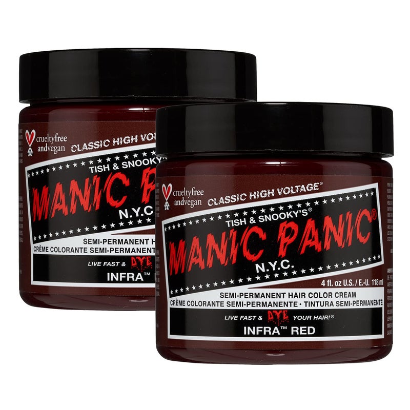 MANIC PANIC Classic Infra Red Semi Permanent Hair Color  Deep Mahogany Red Hair Dye for Women  Men That Lasts 46 Weeks  Vegan Ammonia  CrueltyFree  Create  Mix Custom Shades 4oz  2pk