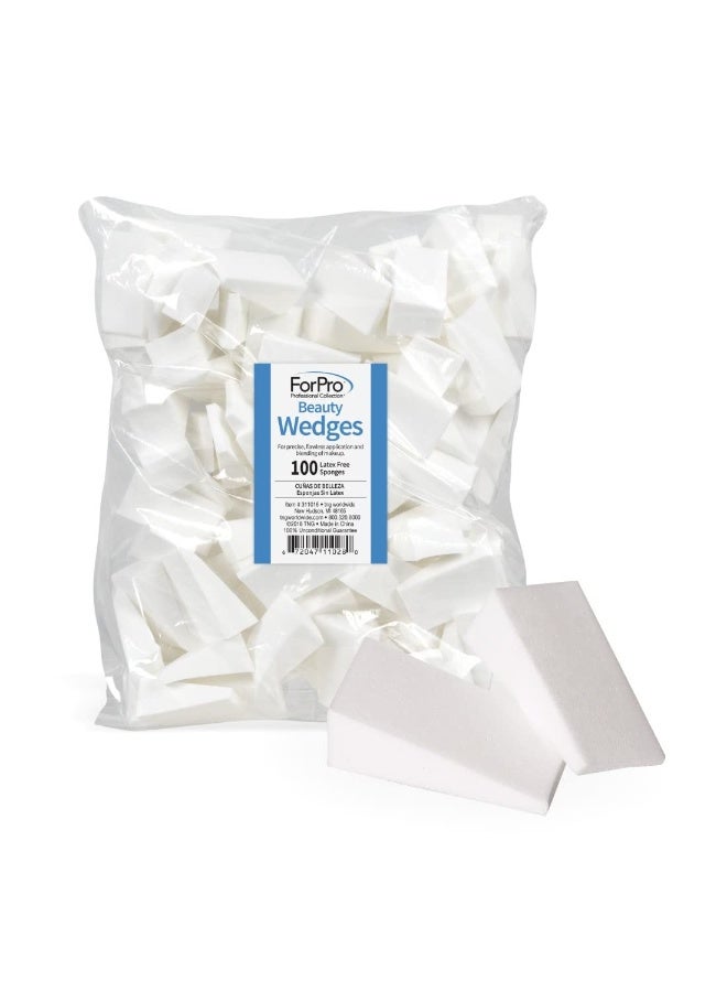 ForPro Professional Collection Beauty Wedges, Latex Free Foam Sponges, Makeup Blenders for Powder and Liquid Makeup, 100-Count - Image 1