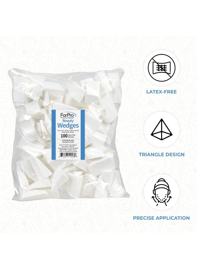 ForPro Professional Collection Beauty Wedges, Latex Free Foam Sponges, Makeup Blenders for Powder and Liquid Makeup, 100-Count - Image 2