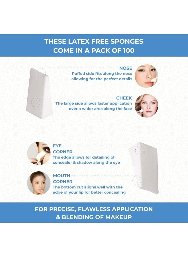 ForPro Professional Collection Beauty Wedges, Latex Free Foam Sponges, Makeup Blenders for Powder and Liquid Makeup, 100-Count - Image 3