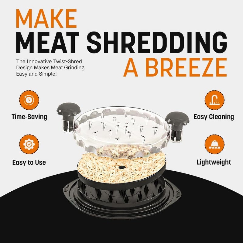 LUXARC 11" Pro Chicken Shredder Tool Twist with 2 Meat Claws, Brush & Tong - Upgraded Food & Meat Shredded Tool Twister - Chicken Breast Shredder Strong Anti-Slip Grip, Ergonomic Handle, BPA Free (Black) - Image 3