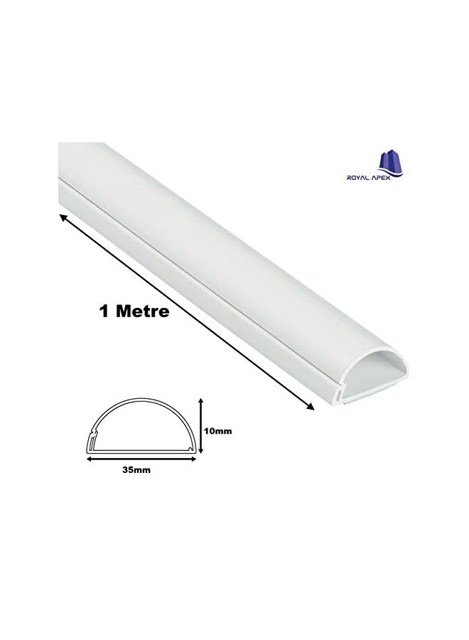 Royal Apex Apex 1 Meter White Floor PVC Trunking With Self Adhesive Red Sticker Wall Cord Cover Cable Concealer On-Wall Wire Cover Paintable Cable Management - Pack of 2 (10x35MM, White) - Image 2