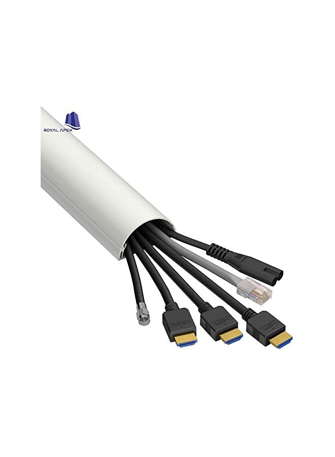 Royal Apex Apex 1 Meter White Floor PVC Trunking With Self Adhesive Red Sticker Wall Cord Cover Cable Concealer On-Wall Wire Cover Paintable Cable Management - Pack of 2 (10x35MM, White) - Image 4