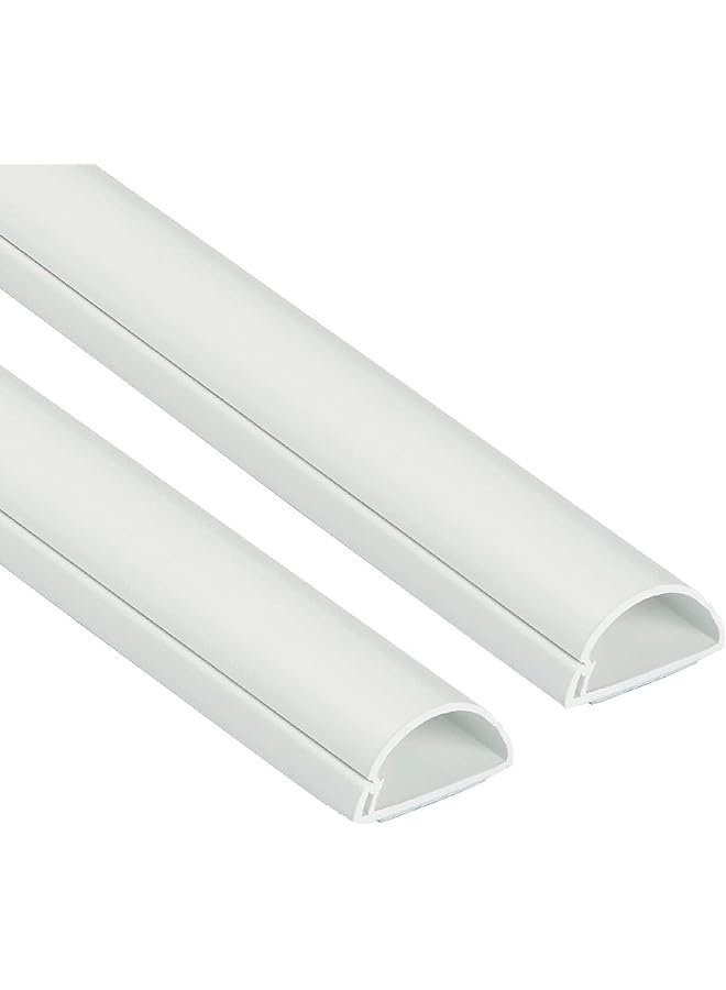 Royal Apex Apex 1 Meter White Floor PVC Trunking With Self Adhesive Red Sticker Wall Cord Cover Cable Concealer On-Wall Wire Cover Paintable Cable Management - Pack of 2 (10x35MM, White) - Image 1