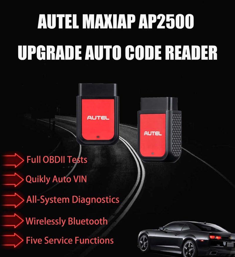 Autel MaxiAP AP2500 Upgraded AP200/AP200C/AP200H/AP200M Bluetooth OBD2 Code Reader Auto Scanner Car Scan Tool 5+ Service Functions 45+ Car Brands Free APP for Android/iOS Advanced AP2500E - Image 2