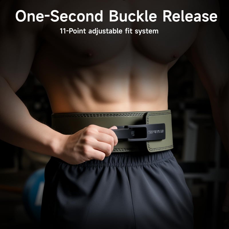 M MANUEKLEAR MANUEKLEAR 10mm Thick & 4inch Wide Weight Lifting Belt Lever, Lever Belt Weightlifting for Men and Women, Powerlifting Lever Gym Belt for Squat Deadlift Workout (Green, M(29-35inches)) - Image 4